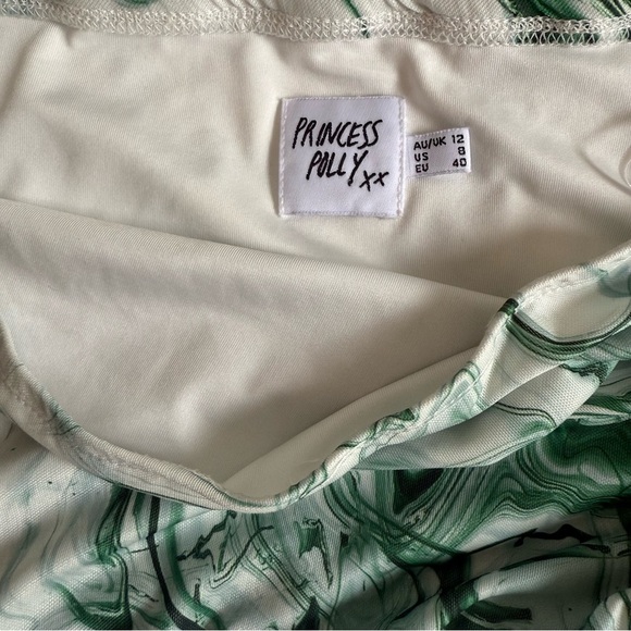PRINCESS POLLY Kaylee Marble Print Cutout Dress Size 8 Green White Y2K Trendy - Picture 8 of 11